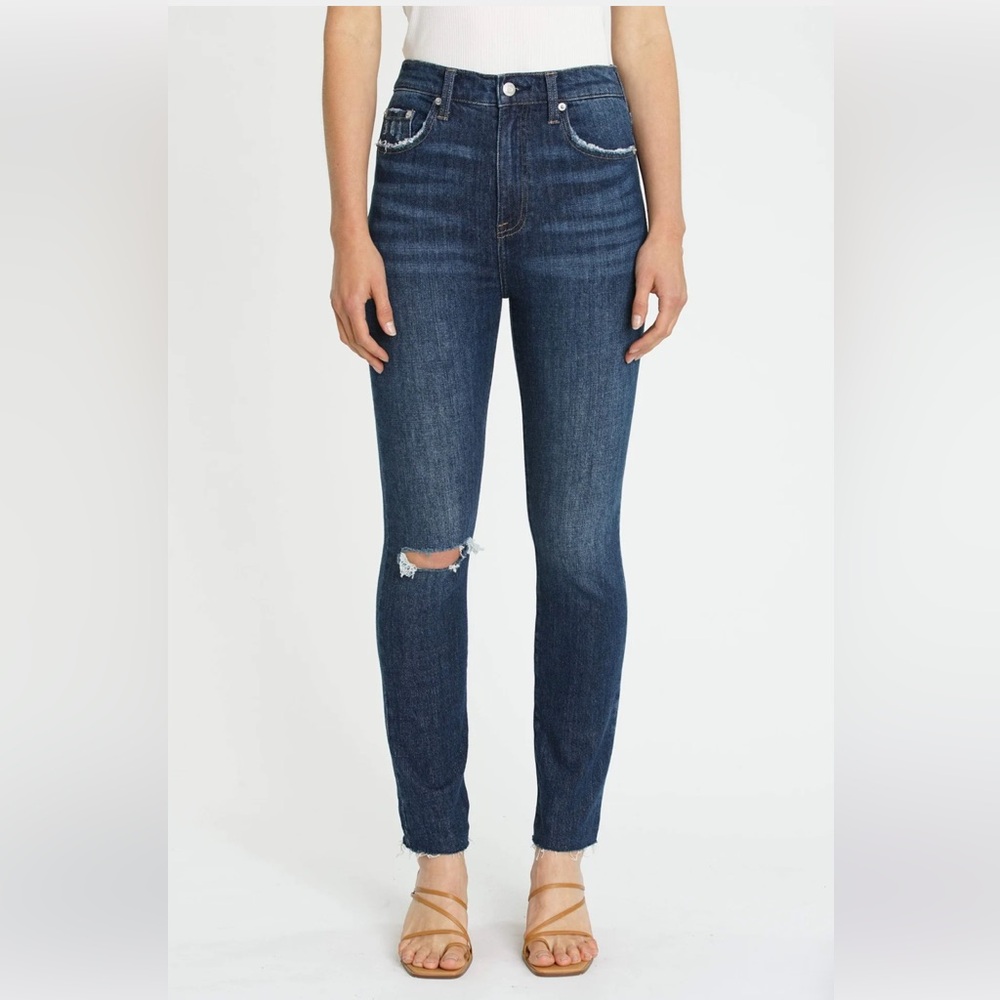 Pistola Cara Essex High Rise Vintage Skinny Zip Size 27 Dark Wash P6643CSF